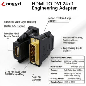 engineering grade hdmi (female) to dvi d (male) adapter